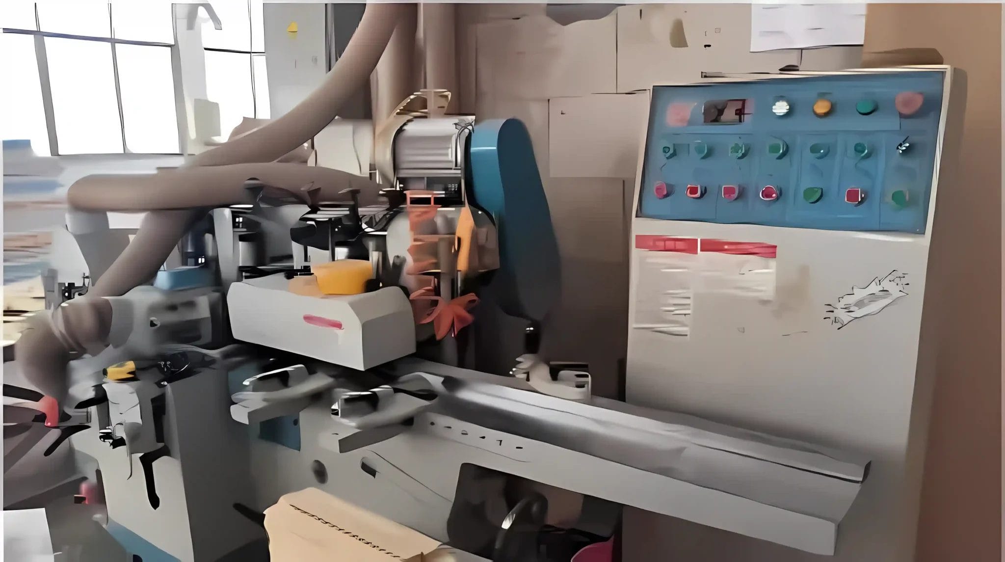 Automated wood processing machine with control panel