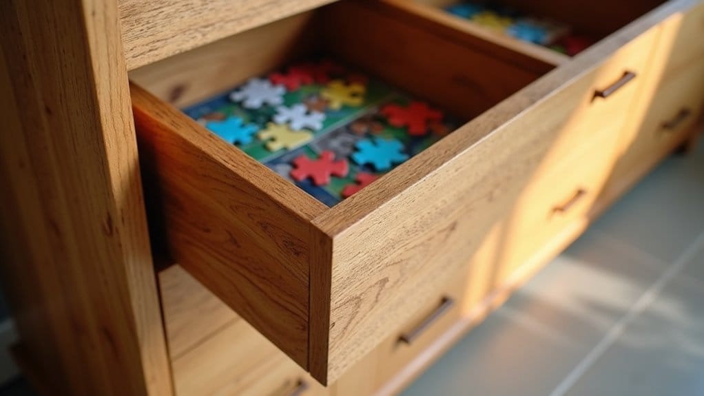 durable wooden puzzle organizer